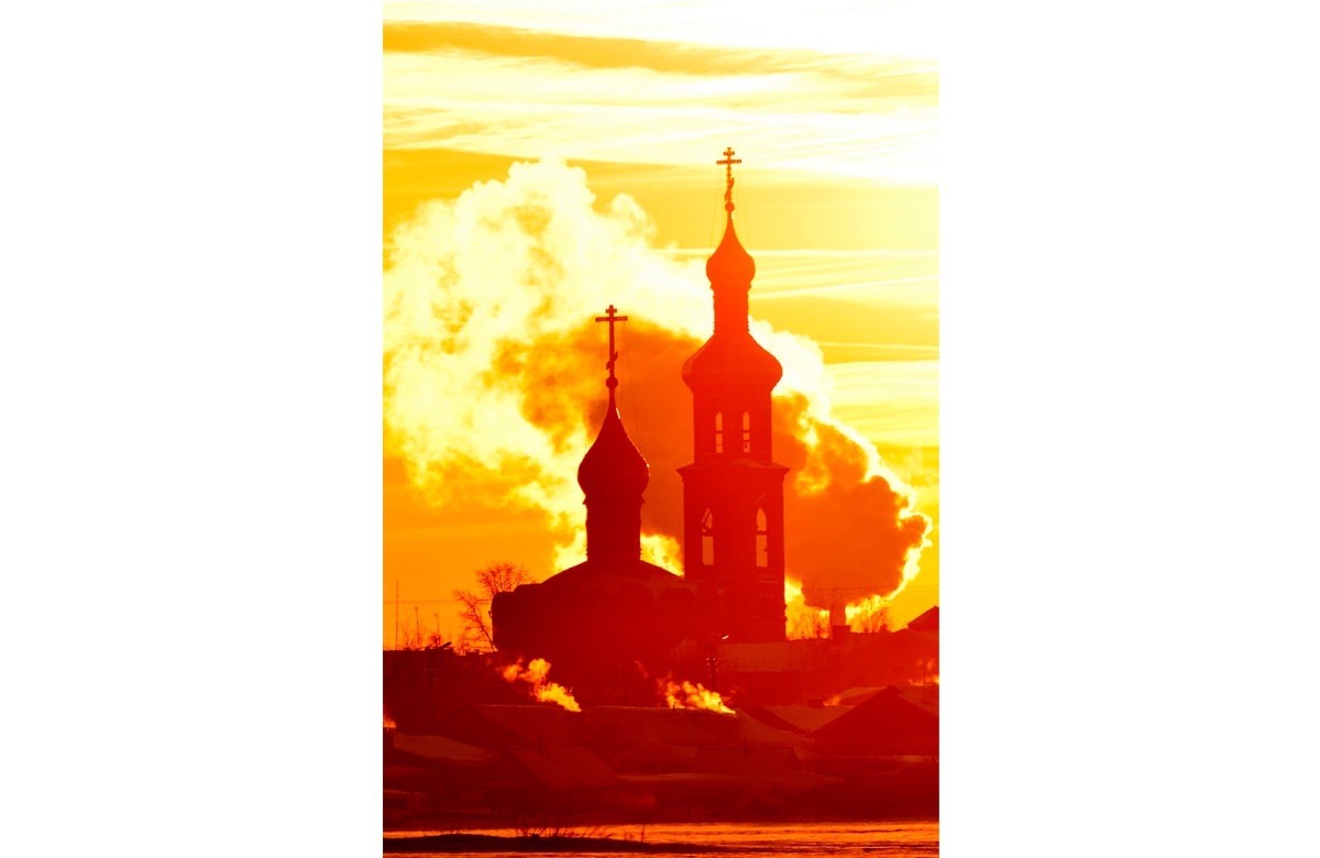 Йошкар-Ола, Медведево, храм на закате, церковь зима