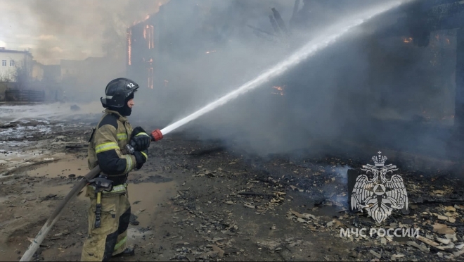 В Марий Эл на деревообрабатывающем предприятии произошёл крупный пожар