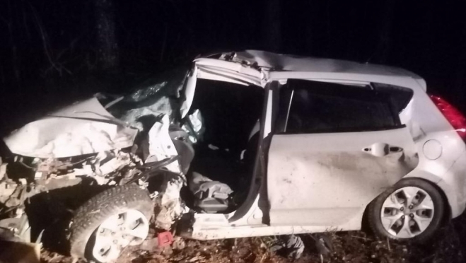 На трассе в Сернурском районе ушёл в кювет Hyundai Solaris