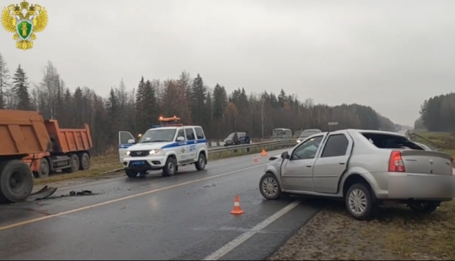 В Марий Эл на Сернурском тракте иномарка влетела в припаркованный грузовик