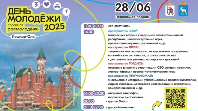 В праздновании Дня молодёжи в Йошкар-Оле будет задействовано более 30 площадок