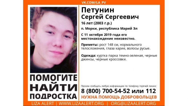В Марий Эл пропал подросток