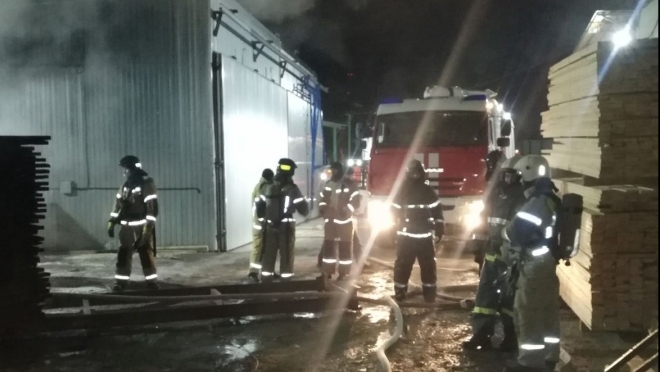 В Йошкар-Оле на деревообрабатывающем предприятии сгорели стройматериалы