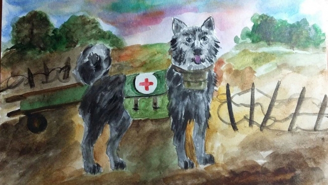 Юные художники из Марий Эл первыми нарисовали «Портрет фронтовой собаки»