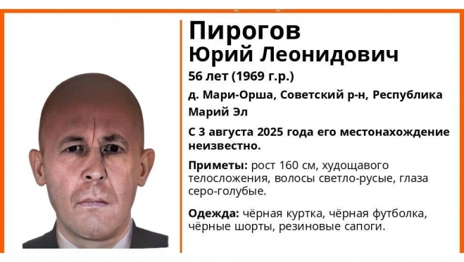 В Советском районе с 3 августа ищут 56-летнего Пирогова Юрия