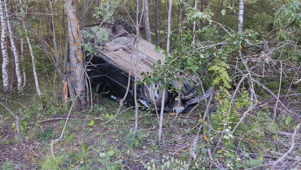 В Волжском районе автомобиль Renault улетел в кювет и опрокинулся