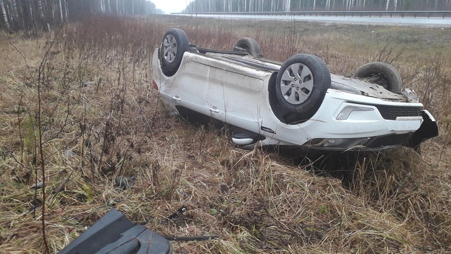 Молодые люди на иномарке вылетели в кювет