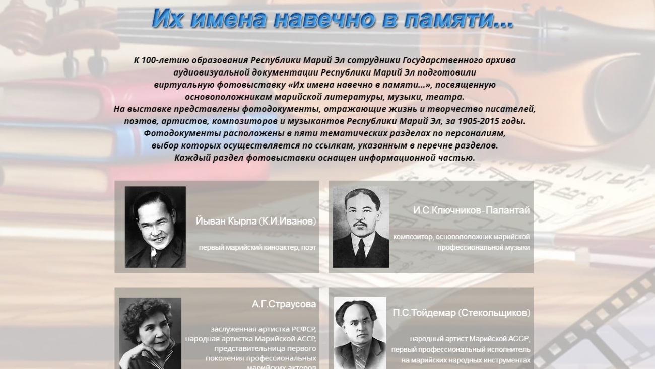 Жители Марий Эл могут посетить виртуальную фотовыставку основоположников марийской культуры