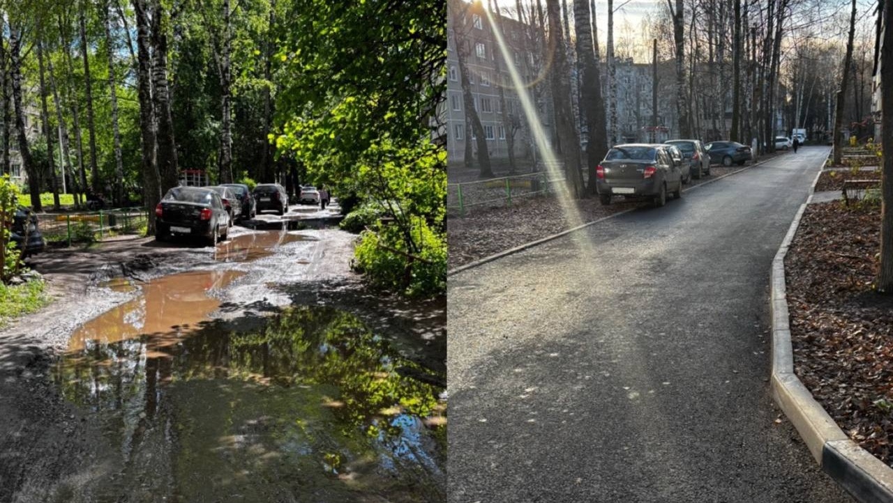 Во дворе на Йывана Кырли в Йошкар-Оле появился новый асфальт за 29 млн