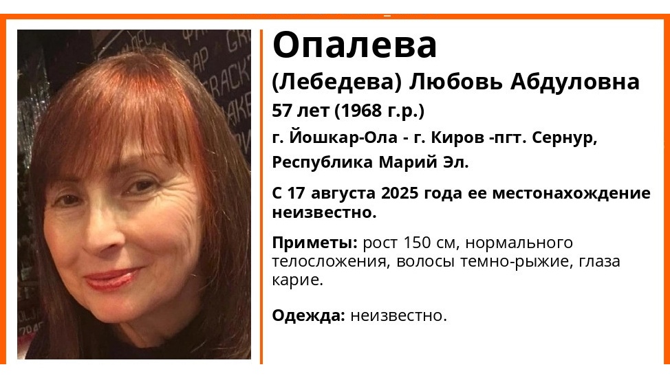 На пути из Москвы в Сернур пропала 57-летняя женщина
