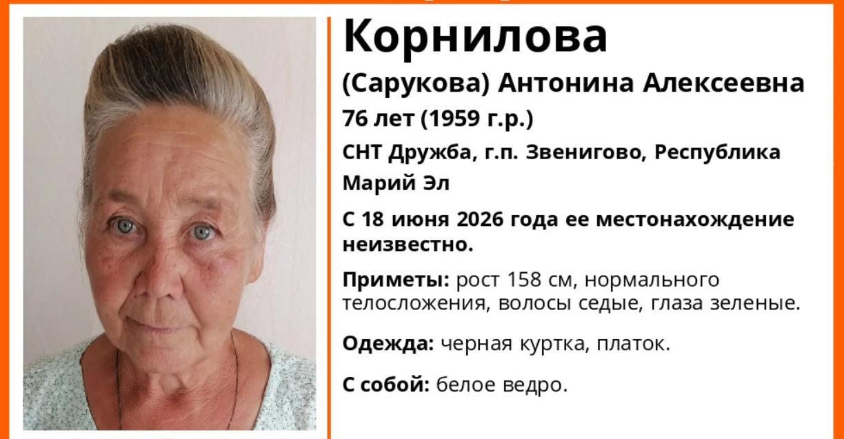 В садах города Звенигово пропала бабушка с белым ведром