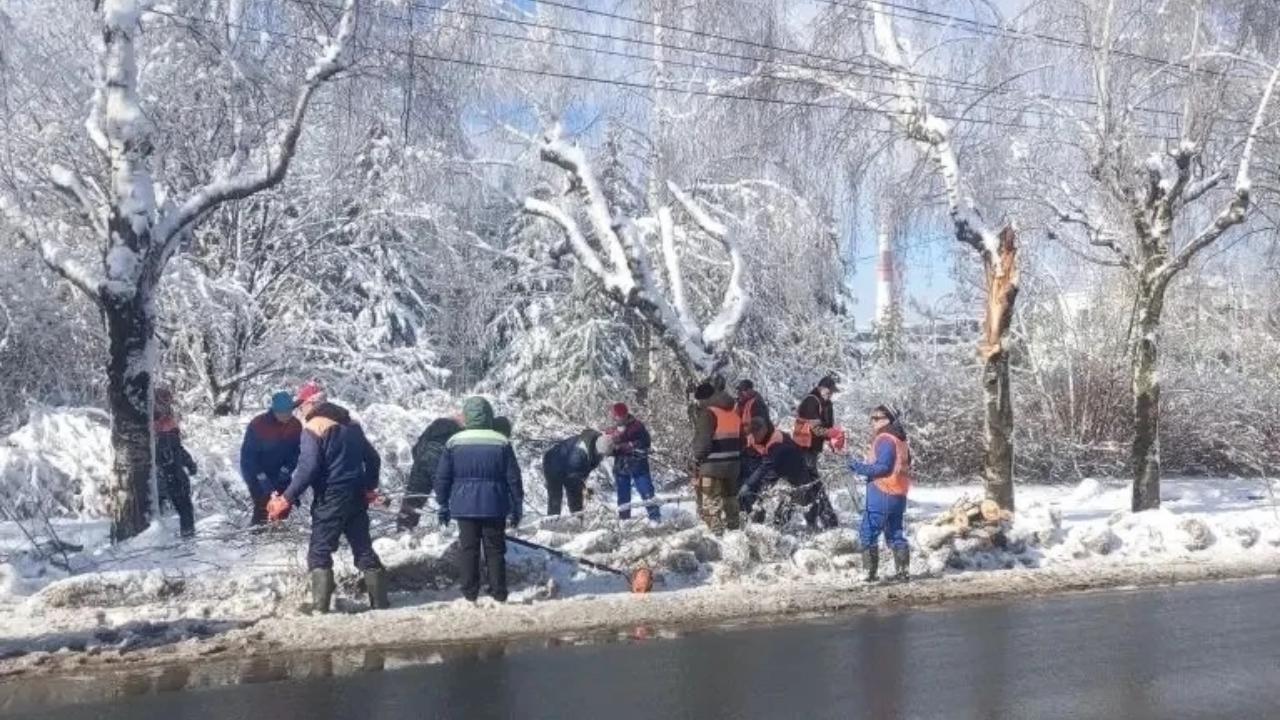 В Йошкар-Оле коммунальные службы второй день ликвидируют последствия непогоды